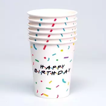 Стаканы бумажные Страна Карнавалия happy birthday белые 6 шт 250 мл