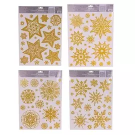 Стикеры рождественские Koopman NY снежинки 42х30 см в ассортименте