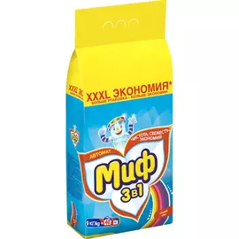 Стиральный порошок Миф 3в1 Свежий цвет автомат 9 кг