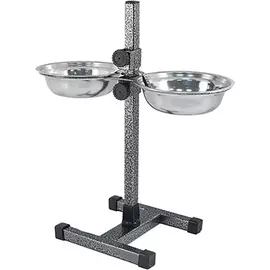 Стойка с мисками Хорошка Регулируемая шагрень металлическая h 40 см 700 мл 2 шт