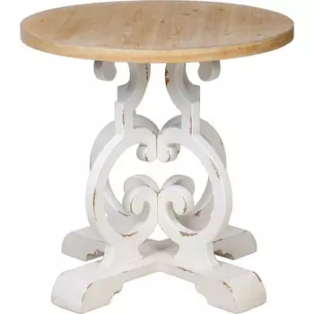 Стол Glasar белый с деревом 79х79х78 см