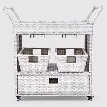 Стол-тележка Yuhang из искусственного ротанга бежевый 100х57х100 см