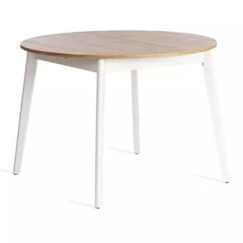 Стол ТС дуб вотан с белыми ножками 105х105-140х74,5 см