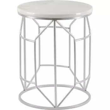 Столик Glasar с белым мрамором 35х35х45 см