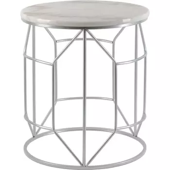 Столик Glasar с белым мрамором 43х43х50 см