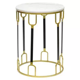 Столик интерьерный Glasar с белым мрамором 40x40x55см