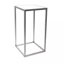 Столик интерьерный с белым мрамором Glasar серебристый 38x38x64 см