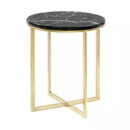 Столик кофейный Glasar с черным мрамором 41х41х47см