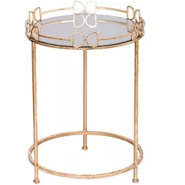 Столик приставной Glasar золотистого цвета с зеркальной столешницей 41х41х57см