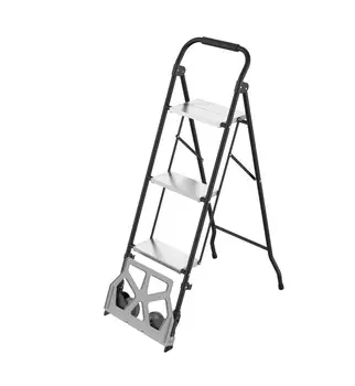 Стремянка стальная Zalger 2в1 с колесами и платформой