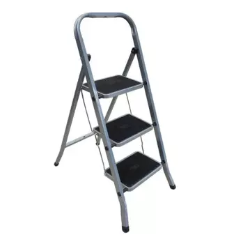 Стремянка стальная Zalger 3 широкие ступени с ковриком