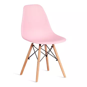 Стул ТС Cindy Chair пластиковый с ножками из бука светло-розовый 45х51х82 см