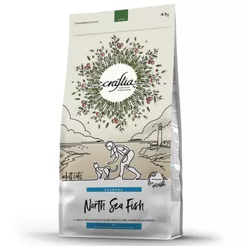 Сухой корм Crafita harmona для взрослых кошек из рыбы северного моря 4,5 кг
