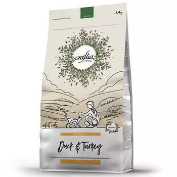 Сухой корм Crafita harmona для взрослых кошек из утки и индейки 1,4 кг