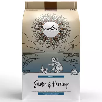 Сухой корм Craftia natura для щенков миниатюрных и мелких пород из лосося с сельдью 640 г