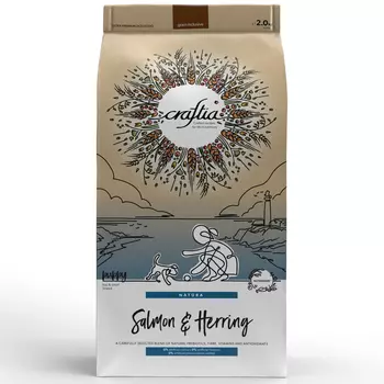 Сухой корм Craftia natura для щенков миниатюрных и мелких пород из лосося с сельдью 2 кг