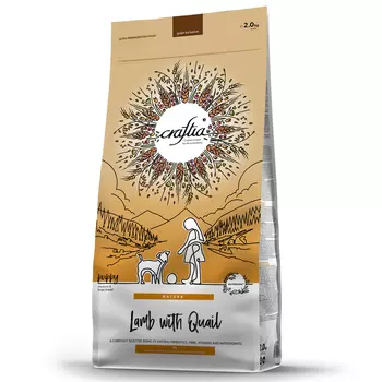 Сухой корм Craftia natura для щенков средних и крупных пород с ягненком и перепелкой 2 кг