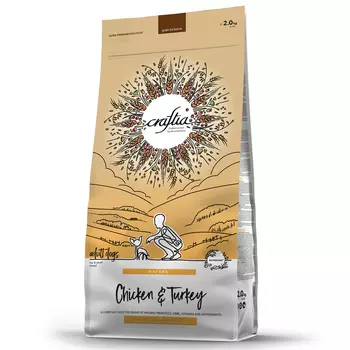 Сухой корм Craftia natura для взрослых собак миниатюрных и мелких пород из курицы и индейки 2 кг