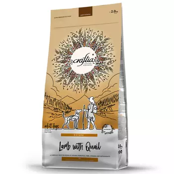 Сухой корм Craftia natura для взрослых собак средних и крупных пород из ягненка с перепелкой 2 кг