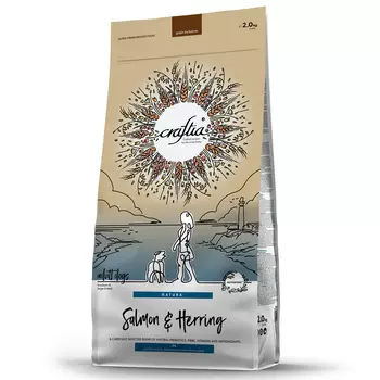 Сухой корм Craftia natura для взрослых собак средних и крупных пород из лосося и сельди 2 кг