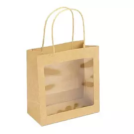 Сумка из крафт-бумаги с окошком 19х10х20 см