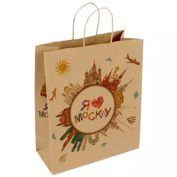 Сумка крафт Grand Gift 16.77 Москва 27,5х33х12 см в ассортименте