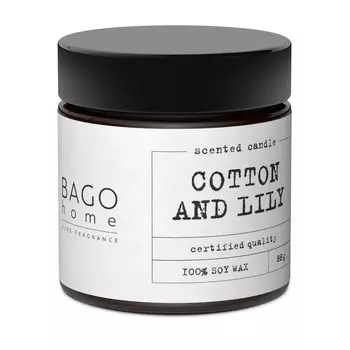 Свеча ароматическая в стекле BAGO home Хлопок и лилия 88 г