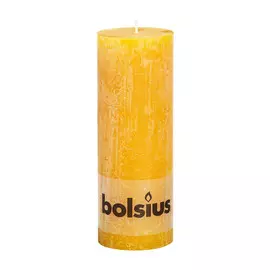 Свеча Bolsius block Rustic Metallic 19x6,8 см орха желтая
