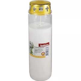 Свеча Bolsius поминальная с крышкой белая, высота 22,5 см, диаметр 6,5 см