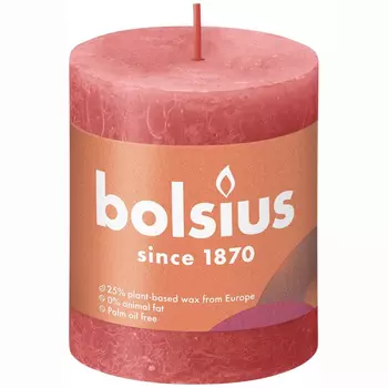 Свеча Bolsius Rustic 8х6,8 см Shine розовая