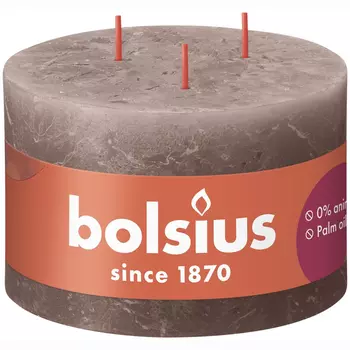 Свеча Bolsius Rustic Shine 9х14 см с 3 фитилями коричневая