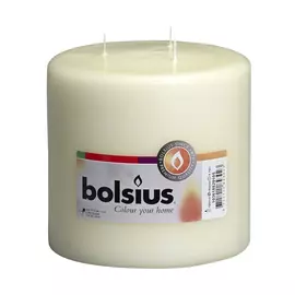 Свеча Bolsius с тремя фитилями 15x15 бежевая