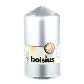 Свеча декоративная Bolsius 13х6,8 см серебряная