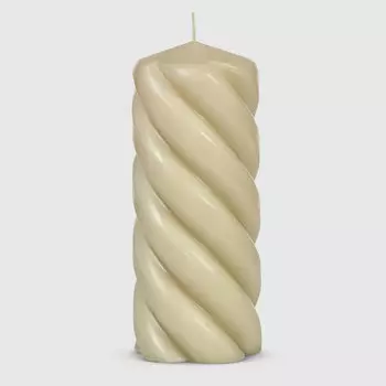Свеча Home Interiors столбик витой светло-серая 8х20 см
