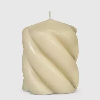 Свеча Home Interiors столбик витой светло-серая 8х10 см