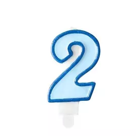 Свеча праздничная Party Deco 2 голубая 7см