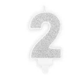 Свеча праздничная Party Deco 2 серебро 7см