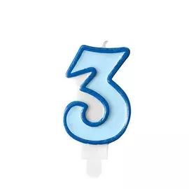 Свеча праздничная Party Deco 3 голубая 7см