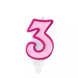 Свеча праздничная Party Deco 3 розовая 7см