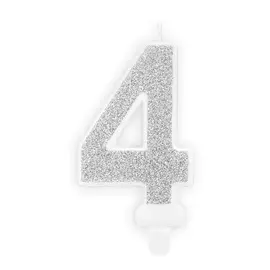 Свеча праздничная Party Deco 4 серебро 7см