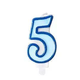 Свеча праздничная Party Deco 5 голубая 7см