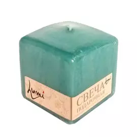 Свеча призма квадратная Lumi 6x6x6 бирюзовая