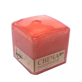 Свеча призма квадратная Lumi 6x6x6 лососевая