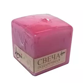 Свеча призма квадратная Lumi 6x6x6 розовая