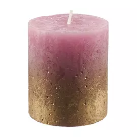 Свеча-столбик Рустик 8х6,8 розово-золотая
