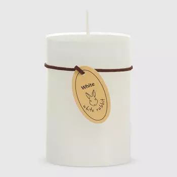 Свеча столбик White Rabbit рустик белый 7х10 см