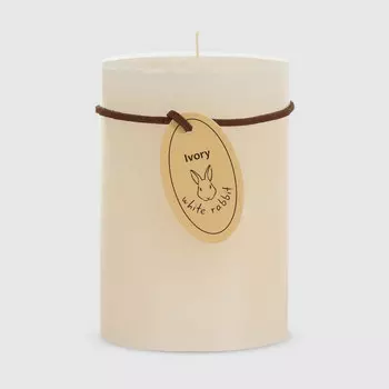 Свеча столбик White Rabbit рустик бежевый 7х10 см