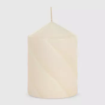 Свеча столбик витой Home Interiors бежевый 7х9 см