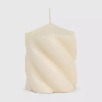 Свеча столбик витой Home Interiors бежевый 8х10 см