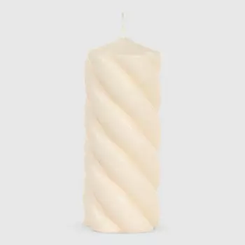 Свеча столбик витой Home Interiors бежевый 8х20 см